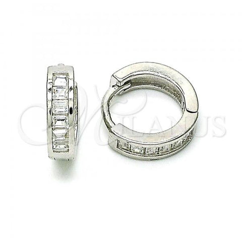 Sterling Silver Huggie Hoop, with White Cubic Zirconia, Polished, Rhodium Finish, 02.186.0121.1.12