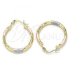 Oro Laminado Medium Hoop, Gold Filled Style Diamond Cutting Finish, Tricolor, 02.213.0243.25
