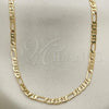 Oro Laminado Basic Necklace, Gold Filled Style Figaro Design, Diamond Cutting Finish, Golden Finish, 5.222.031.28
