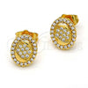 Oro Laminado Stud Earring, Gold Filled Style with White Micro Pave and White Crystal, Polished, Golden Finish, 02.282.0001