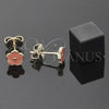 Oro Laminado Stud Earring, Gold Filled Style Flower Design, Orange Enamel Finish, Golden Finish, 5.126.062 *PROMO*