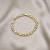 Oro Laminado Solid Bracelet, Gold Filled Style Hugs and Kisses Design, Diamond Cutting Finish, Golden Finish, 03.413.0005.07