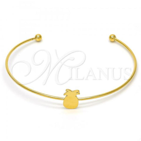 Stainless Steel Individual Bangle, Pineapple Design, Polished, Golden Finish, 07.265.0017 (01 MM Thickness, One size fits all)