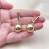 Oro Laminado Dangle Earring, Gold Filled Style Ball Design, Polished, Golden Finish, 02.282.0034