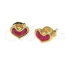Oro Laminado Stud Earring, Gold Filled Style Heart Design, Red Enamel Finish, Golden Finish, 02.64.0251 *PROMO*