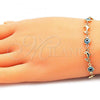 Oro Laminado Fancy Bracelet, Gold Filled Style Evil Eye and Dolphin Design, Turquoise Resin Finish, Golden Finish, 03.326.0009.3.08
