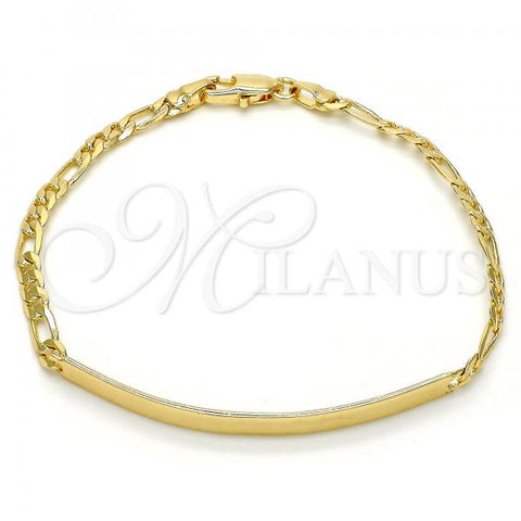 Oro Laminado ID Bracelet, Gold Filled Style Figaro Design, Polished, Golden Finish, 5.226.011.1.07