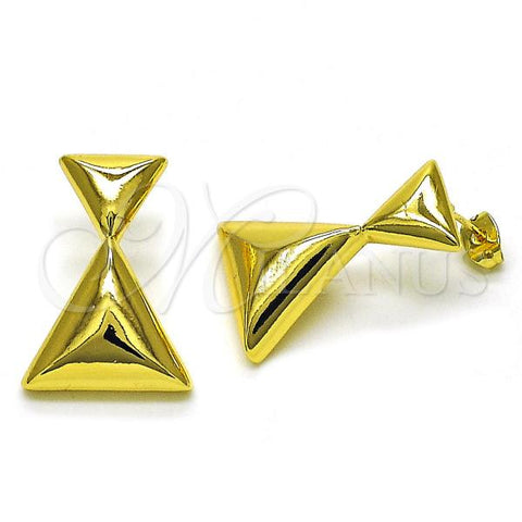 Oro Laminado Dangle Earring, Gold Filled Style Chunky Design, Polished, Golden Finish, 02.368.0087
