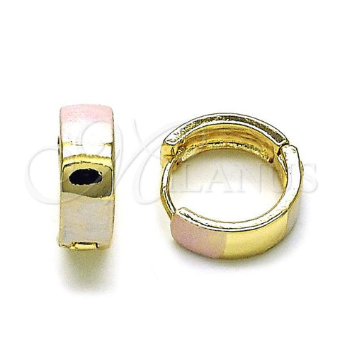 Oro Laminado Huggie Hoop, Gold Filled Style Polished, Tricolor, 02.213.0579.15