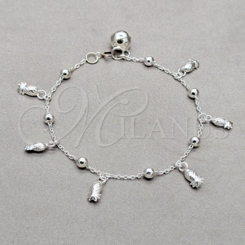 Sterling Silver Fancy Bracelet, Grape and Ball Design, Polished, Silver Finish, 03.409.0113.08