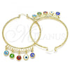 Oro Laminado Large Hoop, Gold Filled Style Evil Eye Design, Multicolor Resin Finish, Golden Finish, 02.380.0072.2.50
