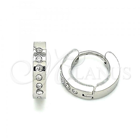 Stainless Steel Huggie Hoop, with White Crystal, Polished, Steel Finish, 02.384.0033.12