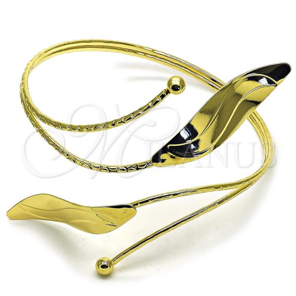 Arm Cuff Leaf Design, Diamond Cutting Finish, Golden Finish, 03.65.1175 Leaf Design, Diamond Cutting Finish, Golden Finish, 03.65.1175