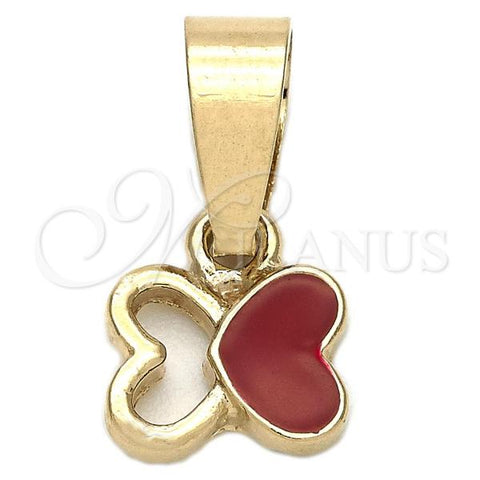 Oro Laminado Fancy Pendant, Gold Filled Style Butterfly Design, Red Enamel Finish, Golden Finish, 05.163.0063.4