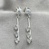 Sterling Silver Long Earring, with White Cubic Zirconia, Polished, Silver Finish, 02.401.0068