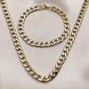 Stainless Steel Necklace and Bracelet, Curb Design, Polished, Golden Finish, 06.116.0065