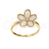 Oro Laminado Multi Stone Ring, Gold Filled Style Flower Design, with Brown Opal, Polished, Golden Finish, 01.65.1016.08 (Size 8)