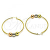 Oro Laminado Large Hoop, Gold Filled Style Ball Design, Polished, Tricolor, 02.213.0445.50
