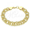 Oro Laminado Fancy Bracelet, Gold Filled Style Chunky Design, Diamond Cutting Finish, Golden Finish, 03.331.0141.09
