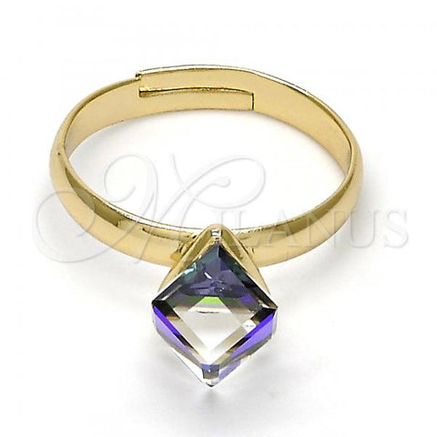 Oro Laminado Multi Stone Ring, Gold Filled Style with Heliotrope Swarovski Crystals, Polished, Golden Finish, 01.239.0003.8 (One size fits all)