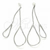 Sterling Silver Long Earring, Teardrop Design, Polished, Rhodium Finish, 02.285.0102