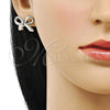 Rhodium Plated Stud Earring, Bow Design, Polished, Rhodium Finish, 02.341.0200.1