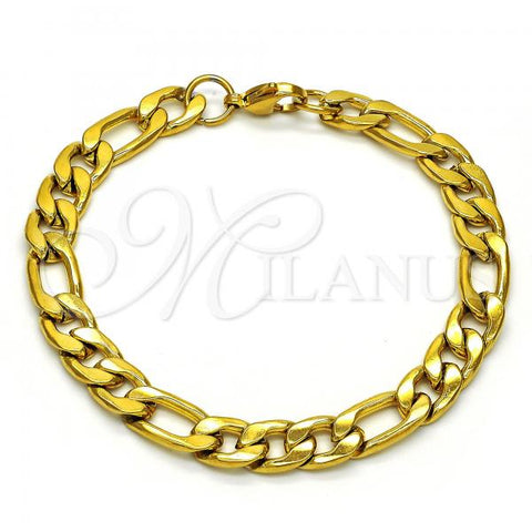 Stainless Steel Basic Bracelet, Figaro Design, Polished, Golden Finish, 03.256.0015.08