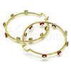 Oro Laminado Large Hoop, Gold Filled Style Evil Eye Design, Red Enamel Finish, Golden Finish, 02.380.0106.50