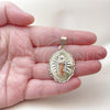 Oro Laminado Religious Pendant, Gold Filled Style Guadalupe Design, Diamond Cutting Finish, Tricolor, 05.120.0101