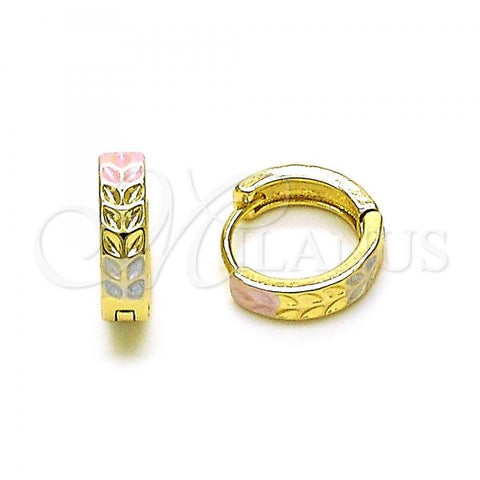 Oro Laminado Huggie Hoop, Gold Filled Style Polished, Tricolor, 02.213.0507.12
