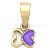 Oro Laminado Fancy Pendant, Gold Filled Style Butterfly Design, Purple Enamel Finish, Golden Finish, 05.163.0063.1