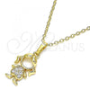 Oro Laminado Pendant Necklace, Gold Filled Style Little Girl Design, with White Micro Pave, Polished, Golden Finish, 04.210.0042.18