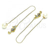 Oro Laminado Threader Earring, Gold Filled Style with Multicolor Micro Pave, Polished, Golden Finish, 02.210.0506.1