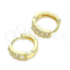 Oro Laminado Huggie Hoop, Gold Filled Style with White Cubic Zirconia, Polished, Golden Finish, 02.210.0639.12