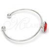 Rhodium Plated Individual Bangle, with Padparadscha Swarovski Crystals, Polished, Rhodium Finish, 07.239.0010 (02 MM Thickness, One size fits all)