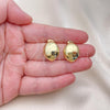 Oro Laminado Stud Earring, Gold Filled Style Chunky Design, Polished, Golden Finish, 02.341.0166