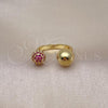 Oro Laminado Multi Stone Ring, Gold Filled Style Ball Design, with Ruby Micro Pave, Polished, Golden Finish, 01.341.0131.1