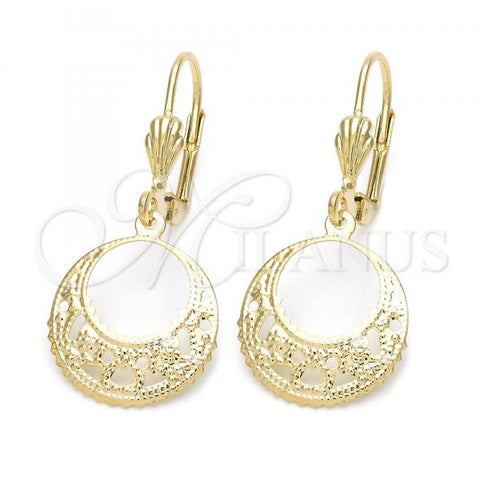 Oro Laminado Dangle Earring, Gold Filled Style Hollow Design, Golden Finish, 5.121.011