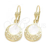 Oro Laminado Dangle Earring, Gold Filled Style Hollow Design, Golden Finish, 5.121.011