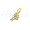 Oro Laminado Fancy Pendant, Gold Filled Style Initials Design, with White Cubic Zirconia, Polished, Golden Finish, 05.341.0034