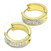 Stainless Steel Huggie Hoop, with White Crystal, Polished, Golden Finish, 02.230.0066.1.20