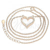 Sterling Silver Pendant Necklace, Heart Design, with White Cubic Zirconia, Polished, Rose Gold Finish, 04.336.0056.1.16