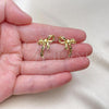 Oro Laminado Stud Earring, Gold Filled Style Bow Design, Polished, Golden Finish, 02.341.0205
