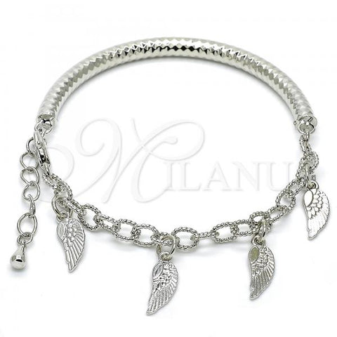 Oro Laminado Charm Bracelet, Gold Filled Style Hollow Design, Diamond Cutting Finish, Rhodium Finish, 03.63.1822.2.08
