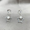Sterling Silver Dangle Earring, Star Design, with White Cubic Zirconia, Polished, Silver Finish, 02.401.0073