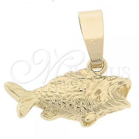 Oro Laminado Fancy Pendant, Gold Filled Style Fish Design, Diamond Cutting Finish, Golden Finish, 5.180.032