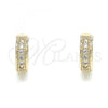 Oro Laminado Huggie Hoop, Gold Filled Style with White Cubic Zirconia, Polished, Golden Finish, 02.195.0106.10