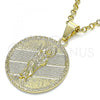 Oro Laminado Religious Pendant, Gold Filled Style San Judas Design, Polished, Golden Finish, 05.213.0105