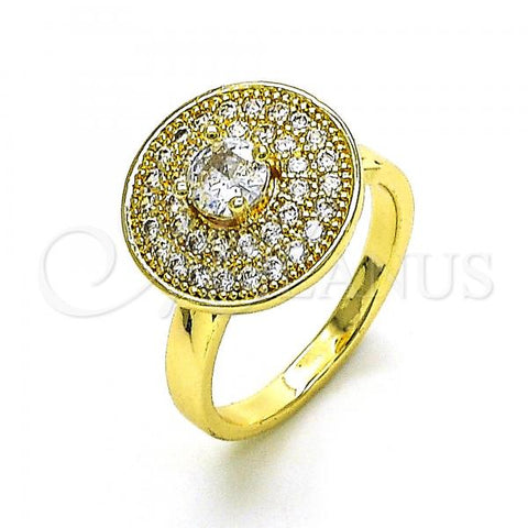 Oro Laminado Multi Stone Ring, Gold Filled Style Butterfly Design, with White Micro Pave, Polished, Golden Finish, 01.210.0152