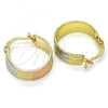 Oro Laminado Small Hoop, Gold Filled Style Matte Finish, Tricolor, 02.102.0054.20